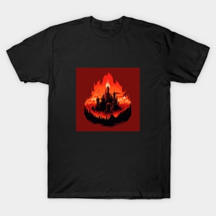 Illustration of Moscow in fire T-Shirt